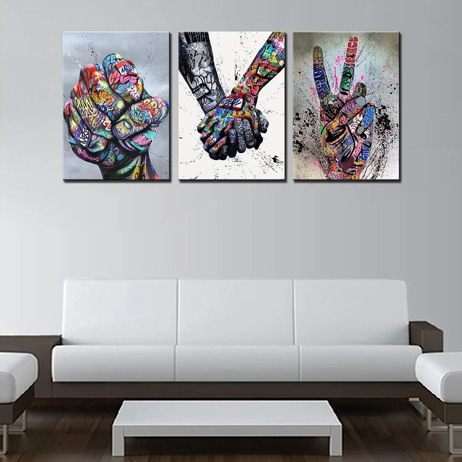 Banksy кулак Вдохновляющие пальцы классические картины уличного искусства красочные граффити настенные 3 шт. Постер и принты