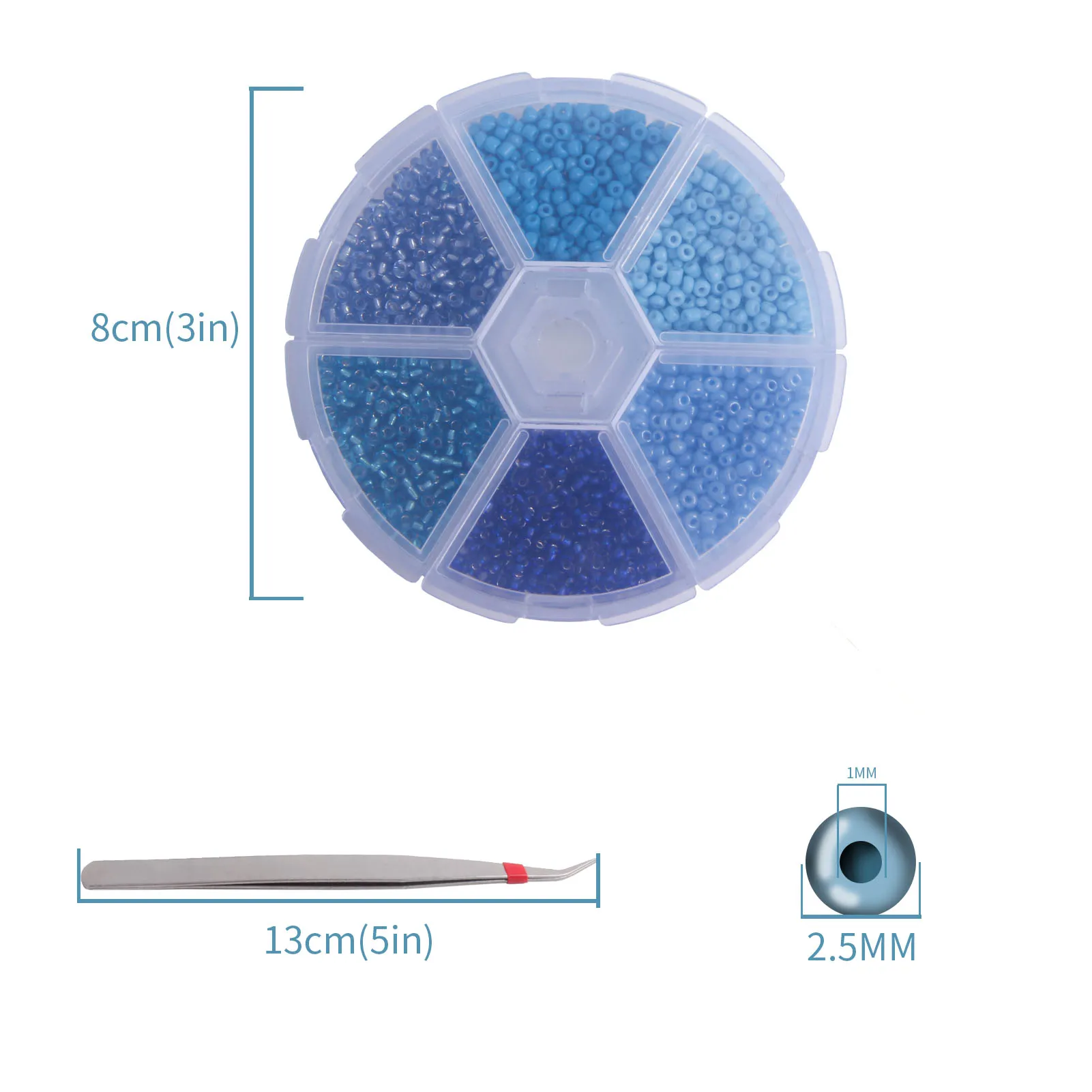 
6 grid glass beads kit Wholesales mixed color crystal beads for jewelry making 2mm blue glass beads kit diy jewelry making 