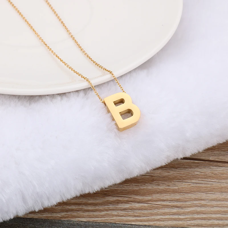 Kalen Customized Jewelry Silver 18k Gold Plated Women Charms Stainless Steel Alphabet Letter Initial Necklace Pendant