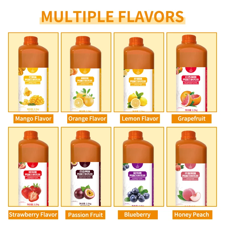 Rich aroma and Real taste 2.5kg mango flavor juice concentrated for coffee shop and bubble tea shop