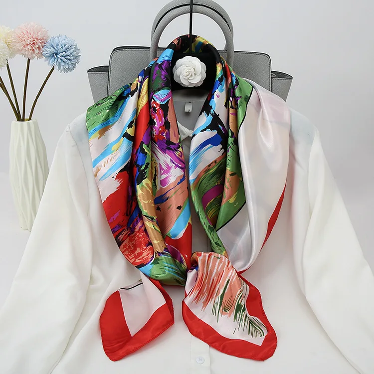 Dubai Latest Muslim Vintage Scarfs 90cm*90CM Square Silk Scarf