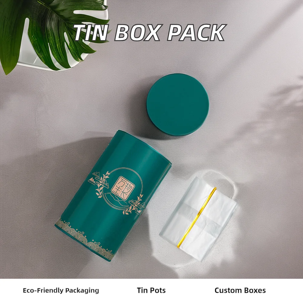 Customizable Airtight Tin Cans Container Recyclable Paperboard Tea Coffee Chocolate Packaging Embossing Shipping Gift Box