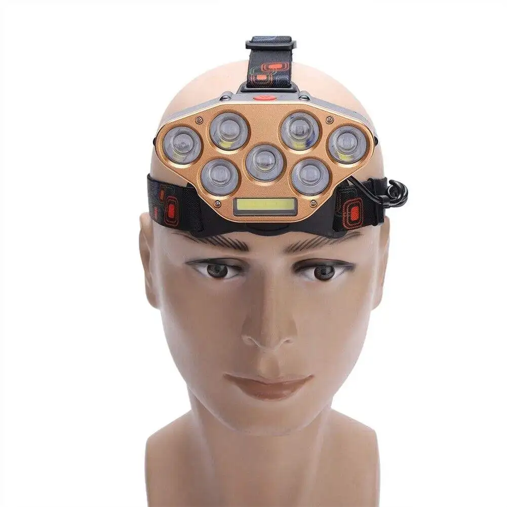 T6 super bright hunting Head torch light headl mount rechargeable Lamp 18650 Waterproof Rechargeable High Power 7 LED Headlamp