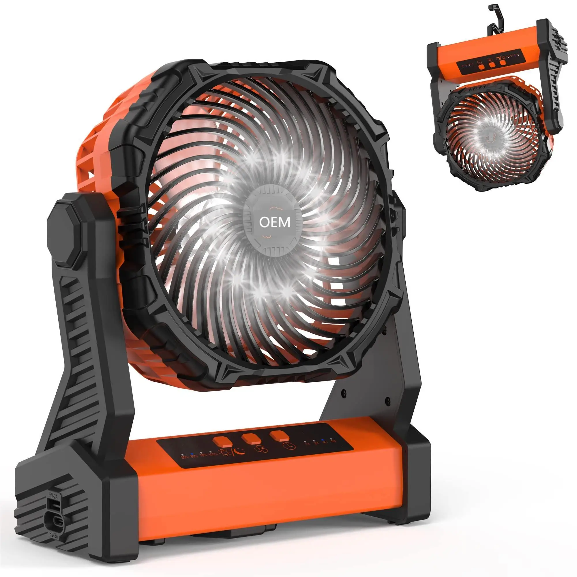 2024 Hottest wholesale 10000mah Fan With Led Lights And Power Bank Outdoor Tent Fan with Light & Hook