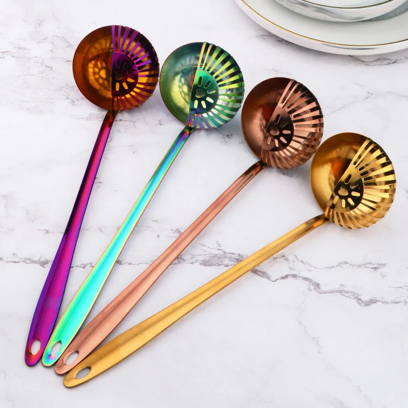 Kitchenware stainless steel Soup ladle spoon filter residue Colander spoon oil filter Spoon