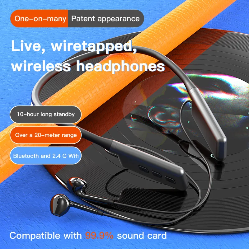 Portable Neck band headphones in ear system BT and Wireless NeckBand Headphone Professional Studio recording Monitor earphone