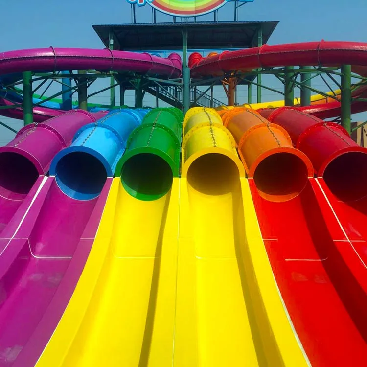 factory price supply Side-by-side Fiberglass rainbow water Slide Racing Waterslide Custom Water Slides