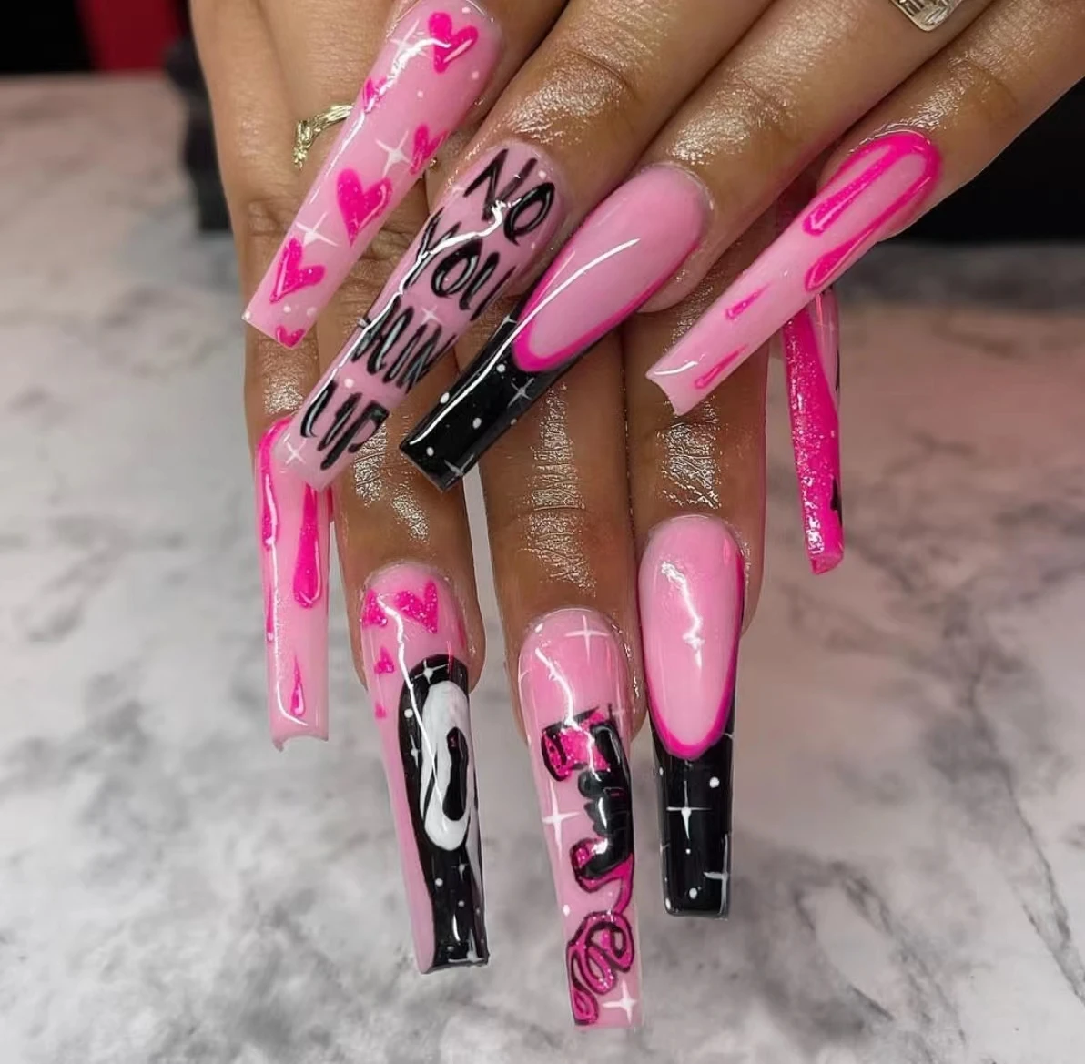 Snowflake Gold Foil Butterfly Rhinestone Artificial Fingernails Ballerina Coffin Halloween Acrylic Luxury Press On Nail