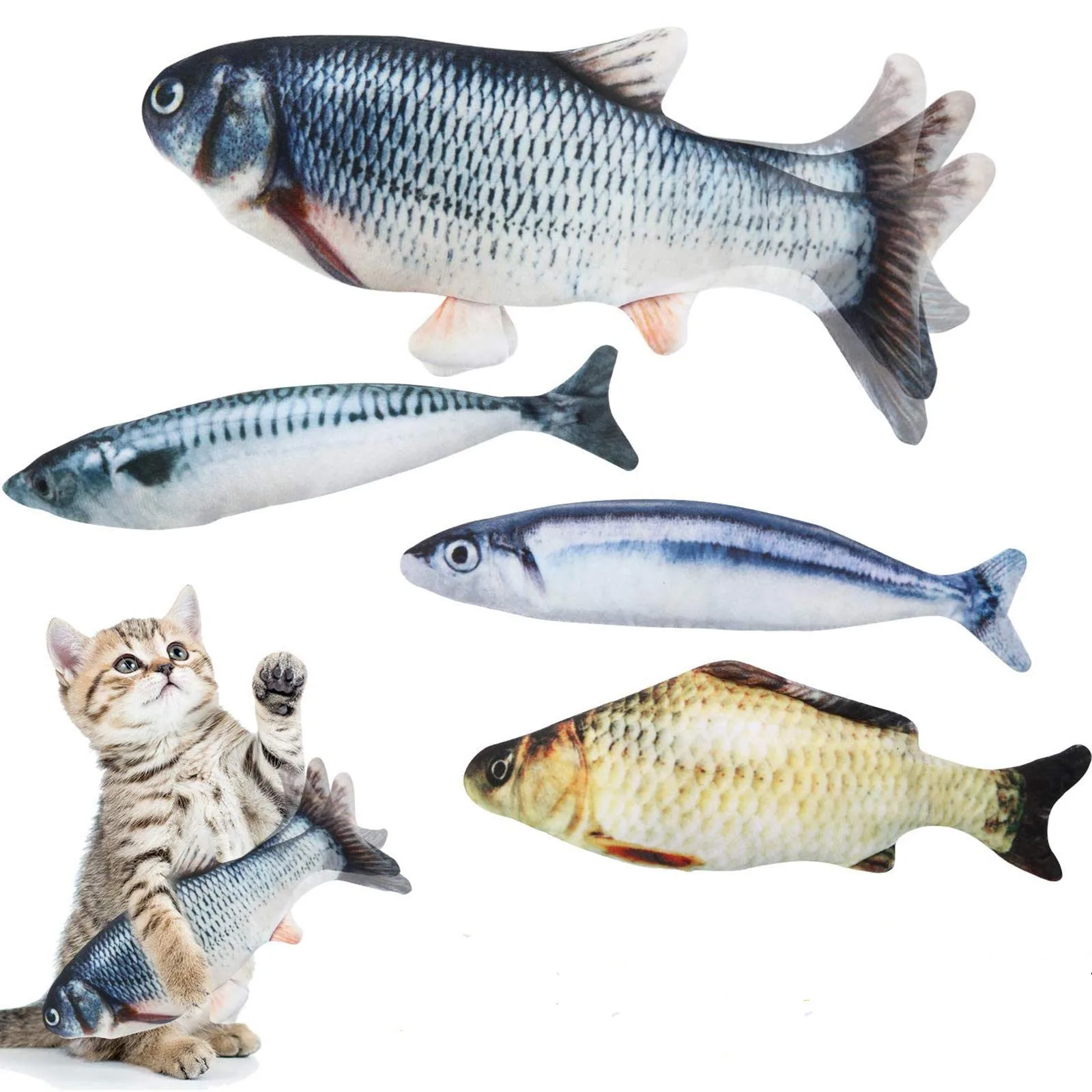 Realistic Plush Pet Simulation Electric Doll Fish Funny Interactive Electric Catnip Fish Toys For Cats