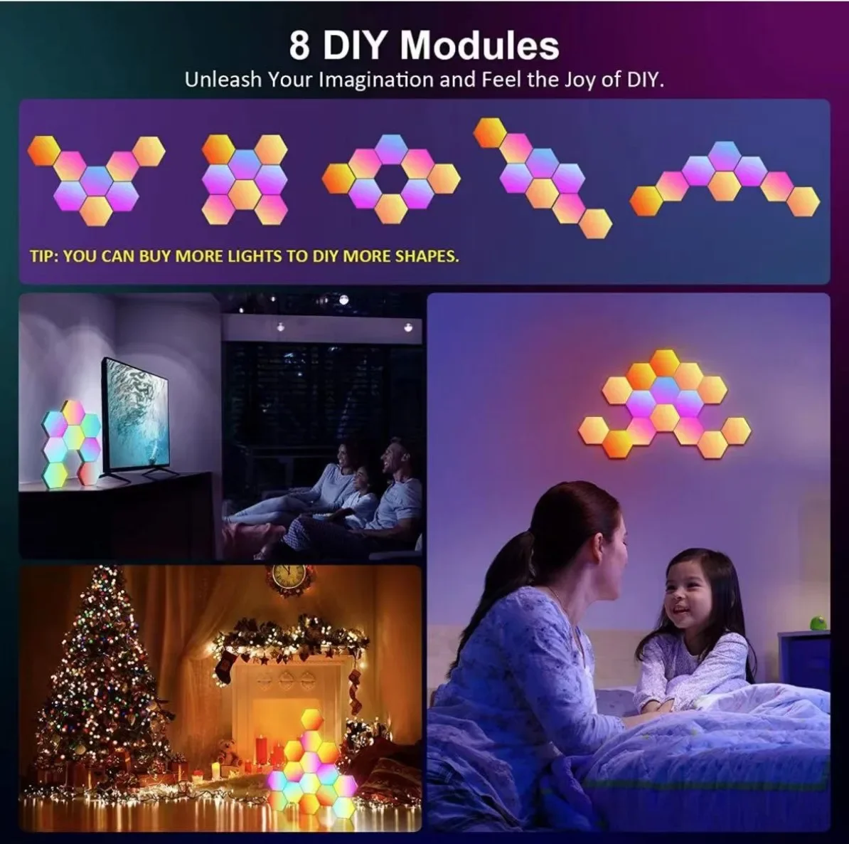 LEDILAND  Gaming Room Setup Led Hexagonal Modular Lights Ideas 2023New Diy Honeycomb Quantum Lamp For Home Decor