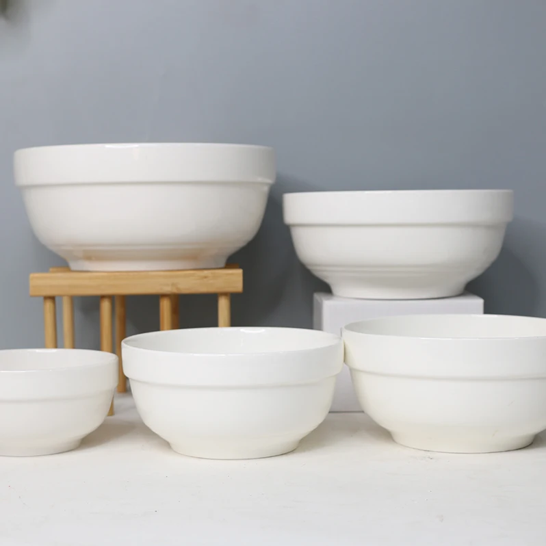 wholesale porcelain pure white bowl dinnerware set soup bowl rice bowl