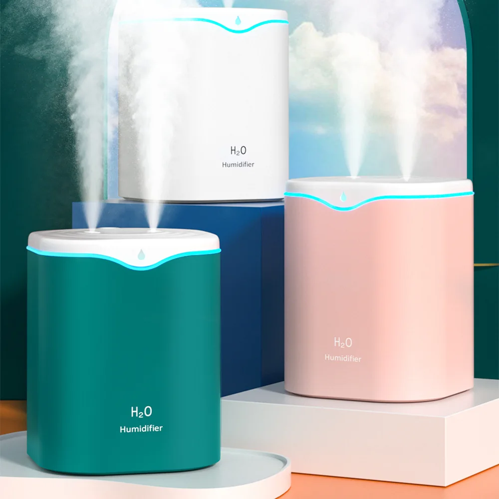 Hot Selling Big Capacity Humidifier Air Purifier Colorful Usb Rechargeable Diffuser Double Spray Portable 2000ml Humidifier