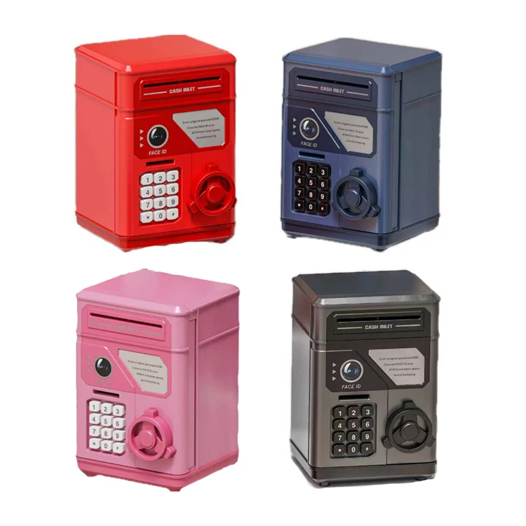 Wholesale NEW Simulation Face Recognition ATM Cash Pot Password Automatic Roll Money Safe Money Bank Box Educational Toy Gift