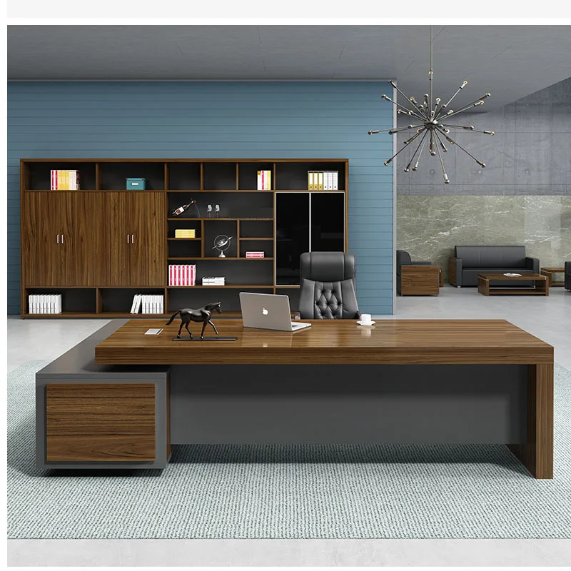 LANRAN Modern Design L Shaped CEO Boss Manager Executive Office Desk for Wood Office Furniture