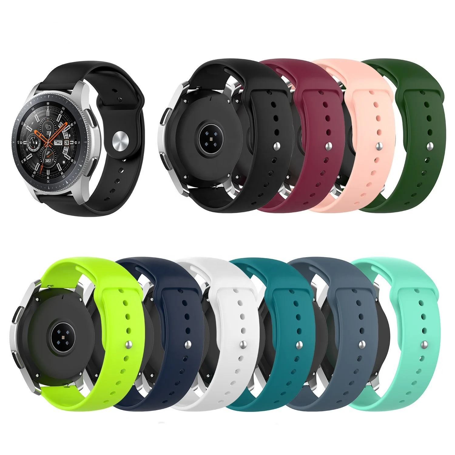 Custom High Quality Eco-friendly Sports Soft Silicone Watch Strap for Samsung Galaxy Watch Active 2 18MM 20MM 22MM Watch Brand