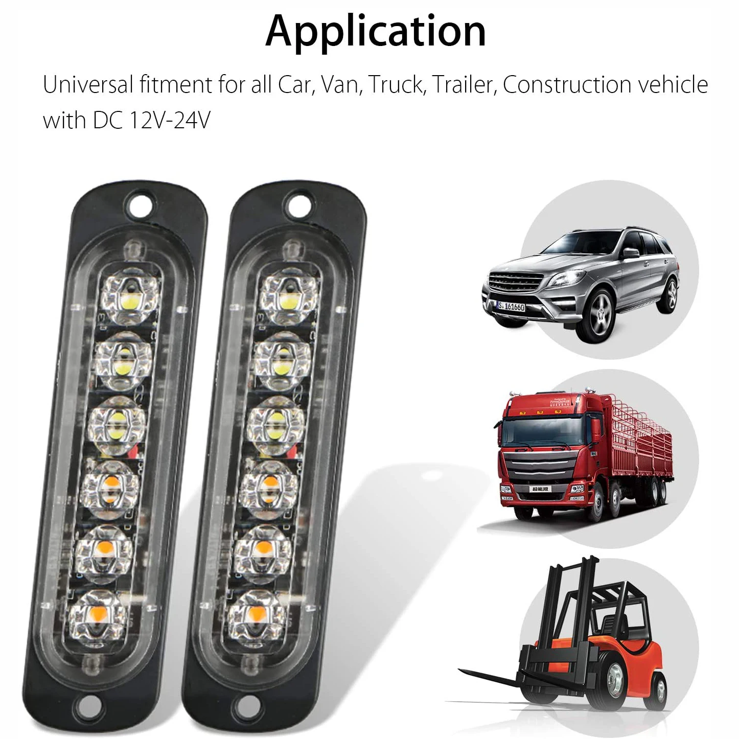 Vehicle Emergency Strobe Lights LED Amber Strobe Lights for Trucks LED Flashing Car Lights