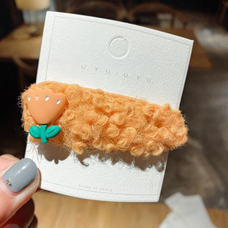 Wholesale girl Hair Accessories Fashion Faux Fur Plush Hair Clip Barrettes Headwear Bobby Hairpins