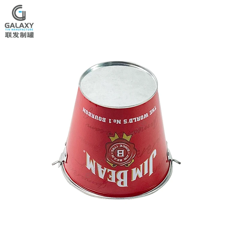 Маленький полноцветный логотип, ведро для напитков, печатный металлический охладитель для напитков, ведро для льда с ручками, охладитель для вечеринки