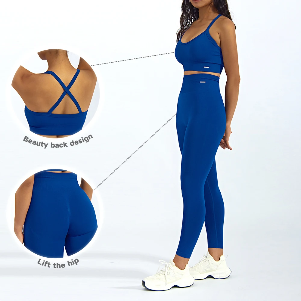 Luckpanther Cross Strappy Push Up Padded Back Thin Straps Women Yoga Top High Elastic Yoga Pants Legging Gym Fitness Sets