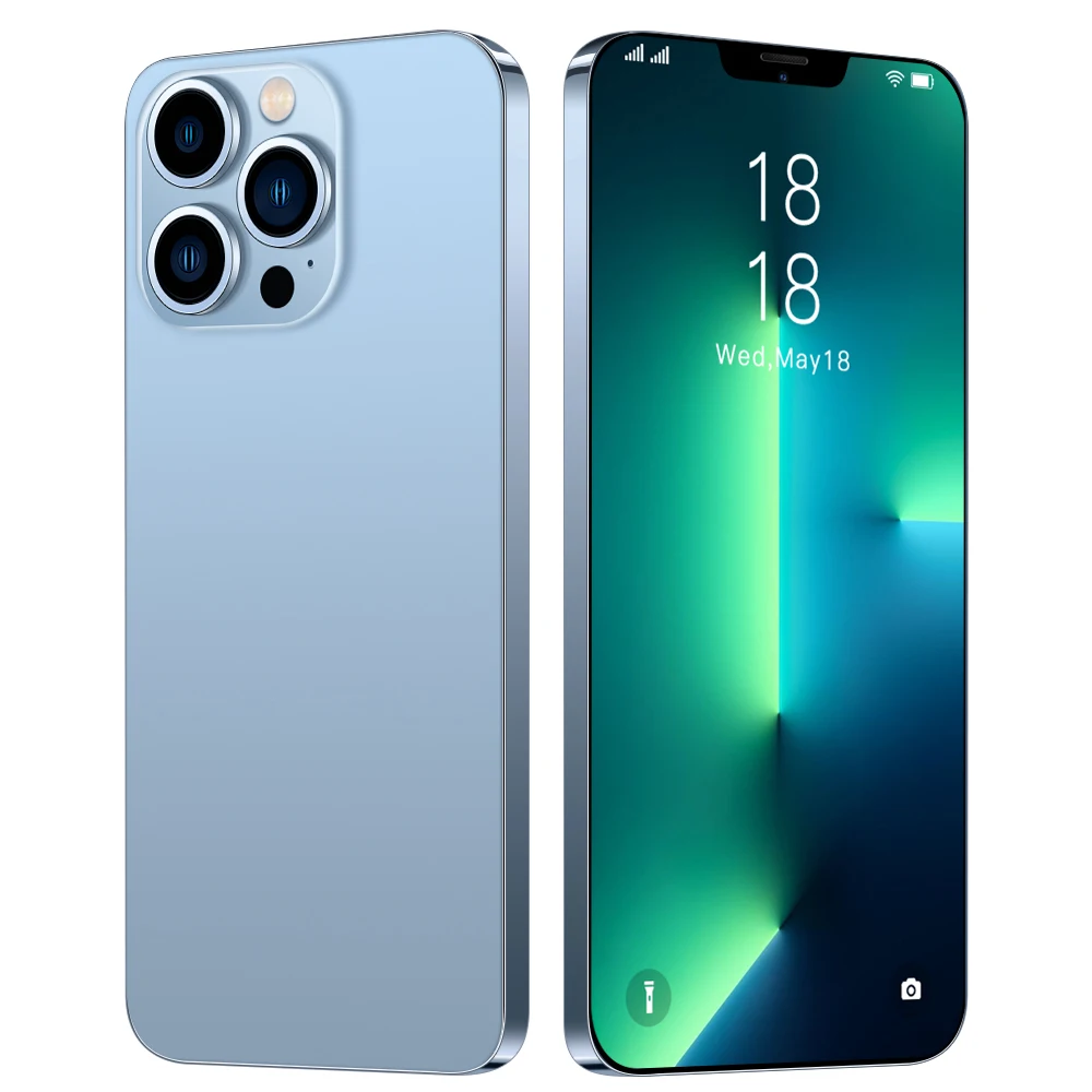 Free shipping 50Rear HD camera new i13 Pro Max 6.8 inch Full Display Android system With Face  Unlock telephone