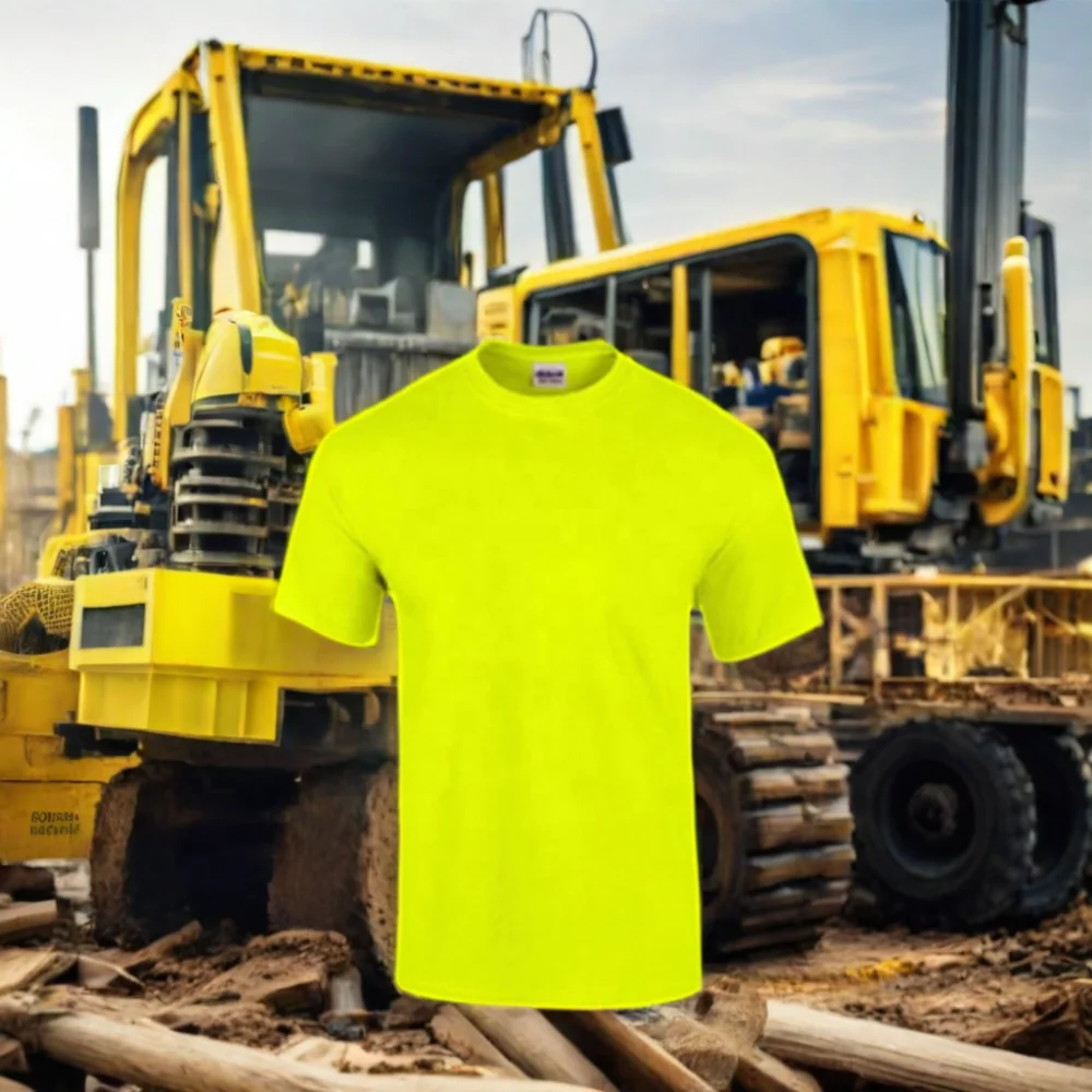 Breathable polyester Safety shirt custom logo hi vis construction short sleeve safety green work t shirt for men