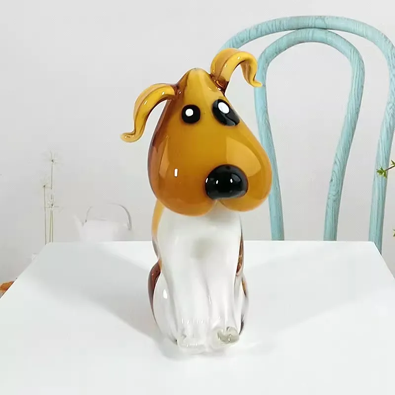 Decoration glass handicrafts Zibo gift charm cute cartoon animal home accessories living room office decoration murano glass dog