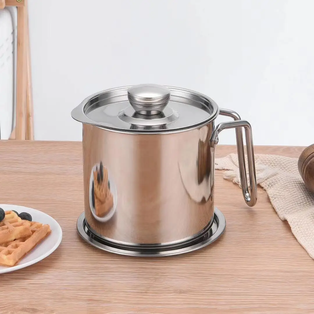 1.3L/1.8L Stainless Steel Oil Filter Pot Kitchenware oil container Frying Oil Strainer