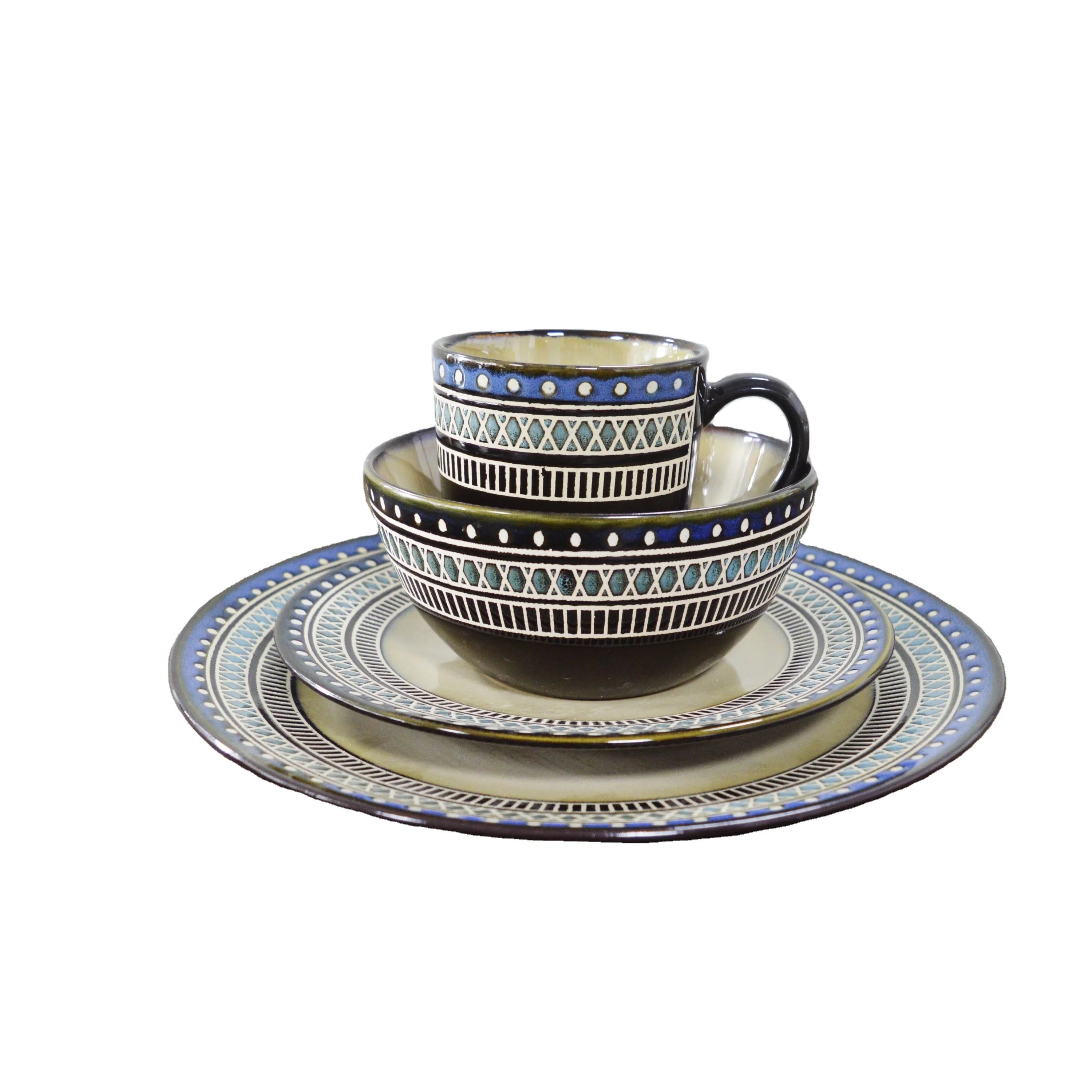 Italy pad print dinnerware set for home and restaurant porcelain tableware