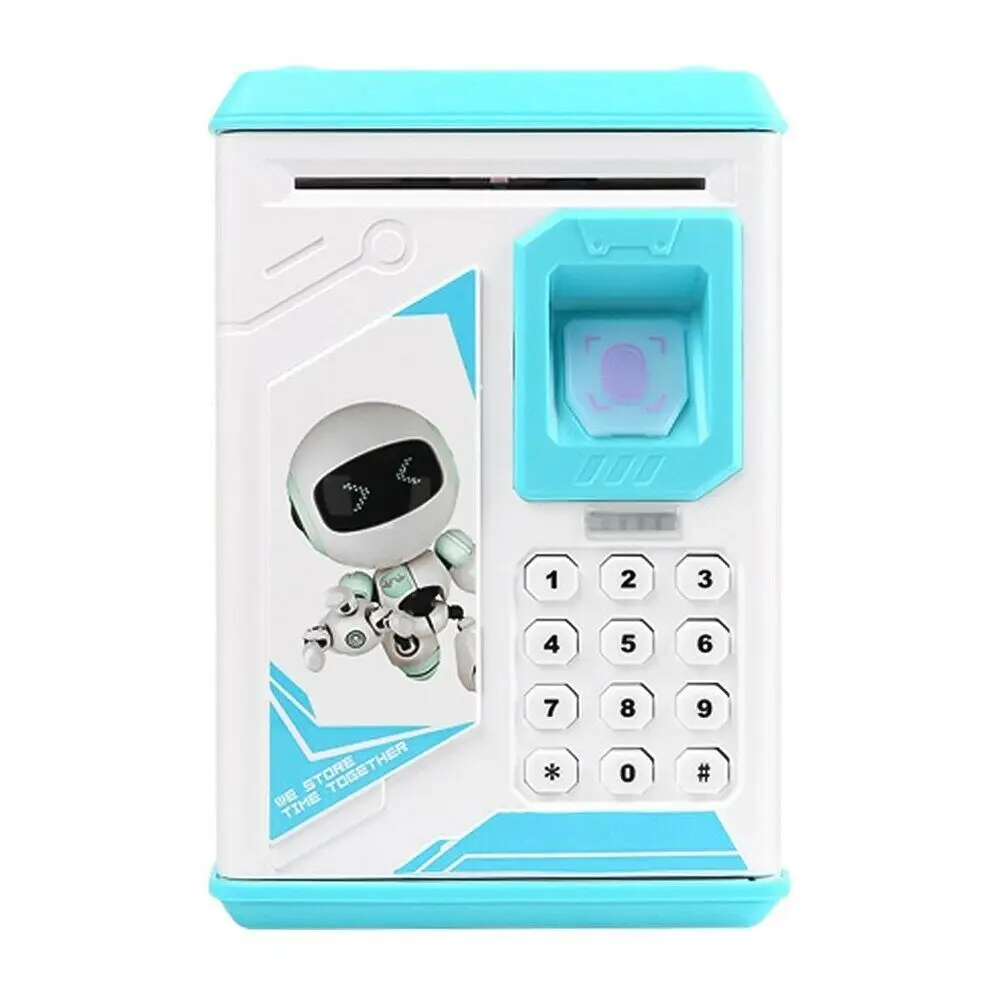 Electronic Saving Piggy Bank ATM Fingerprint Password Money Safe Box Kid Gift