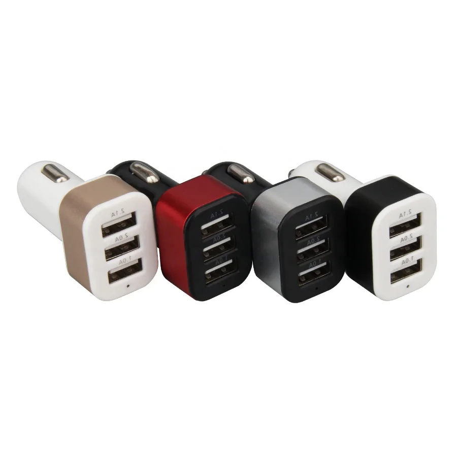 Mini USB Car Charger Mobile Phone Fast 3 Port Car USB Charger Adapter Charging For iPhone iPad Samsung Xiaomi Smartphone Tablet