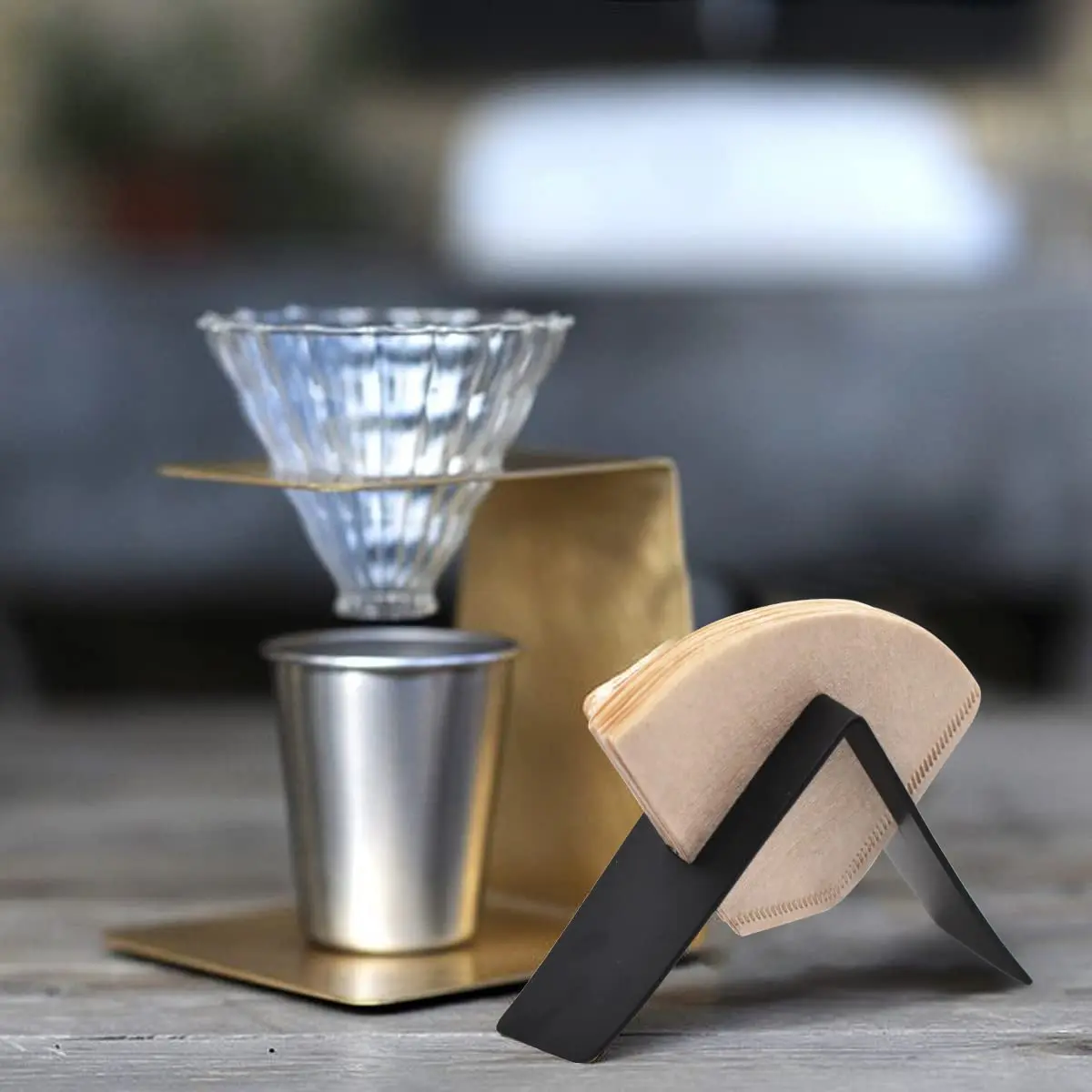 Counter Top Stainless steel Coffee Filter Holder For Round Paper