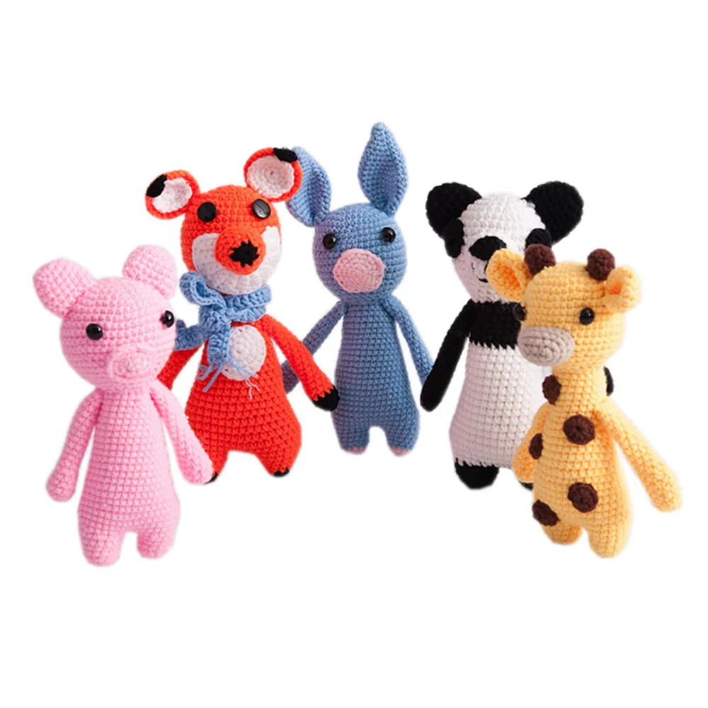 
OEM Pet Shop Gift Set Cute Animal Shape Soft milk cotton yarn puppy crochet dog toys pet small dog toy 