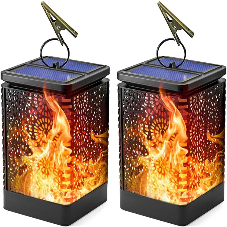 
Factory Outdoor Hanging Flickering Dancing Flame Decoration Solar Light Waterproof Ip54 Led Garden Security Lighting 