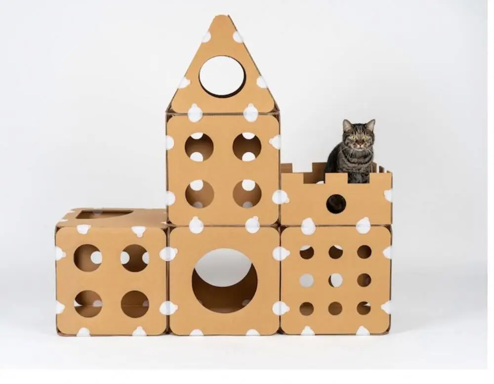 Corrugated Paper Cat House Villa Wear-resisting Pet Toy Cat Scratcher Scratching Board Lounge For Climbing