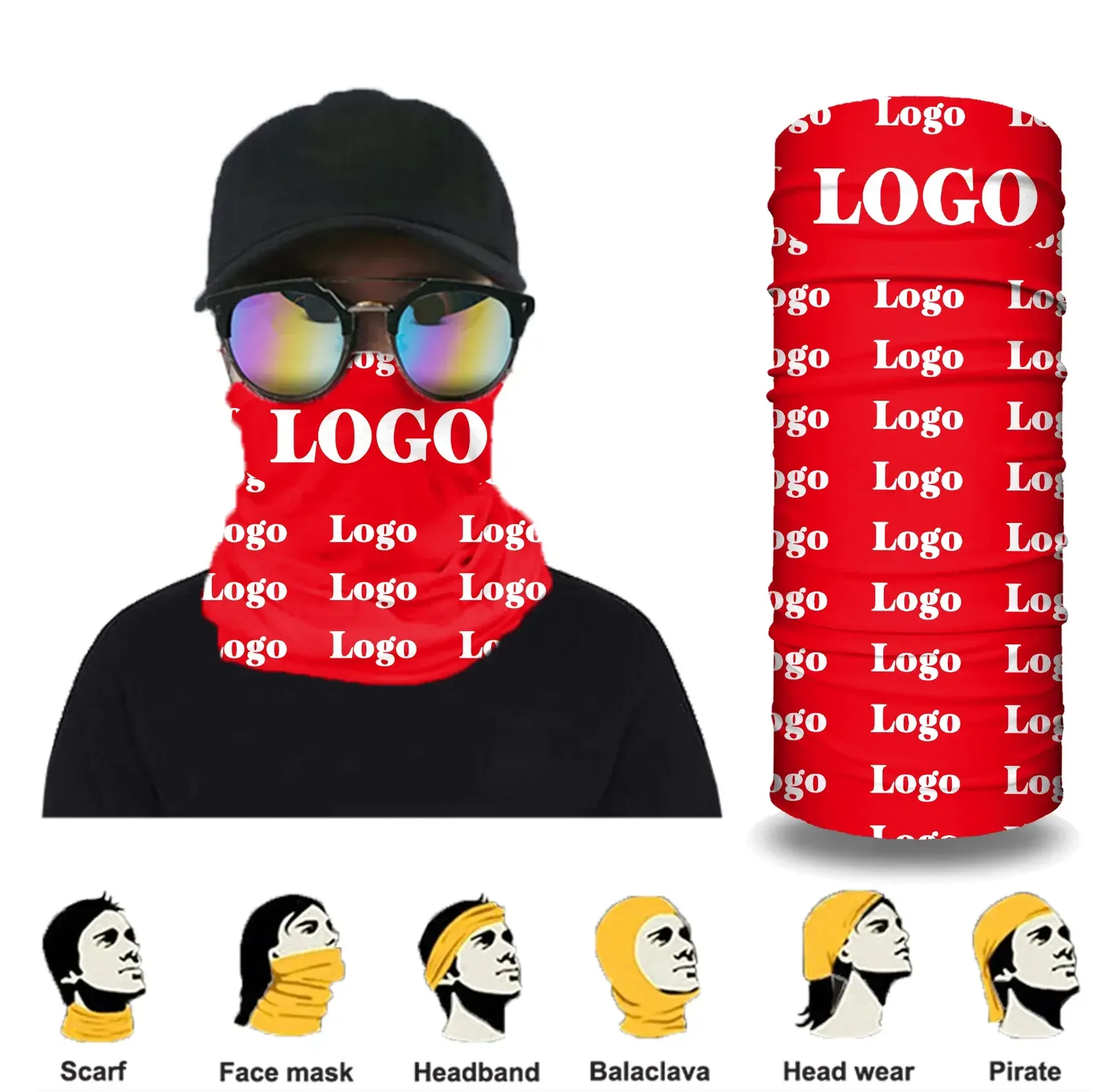 Custom Logo Outdoor Sport Tube Bandana Headband Face Mask Men Hip Hop Purple Bandana