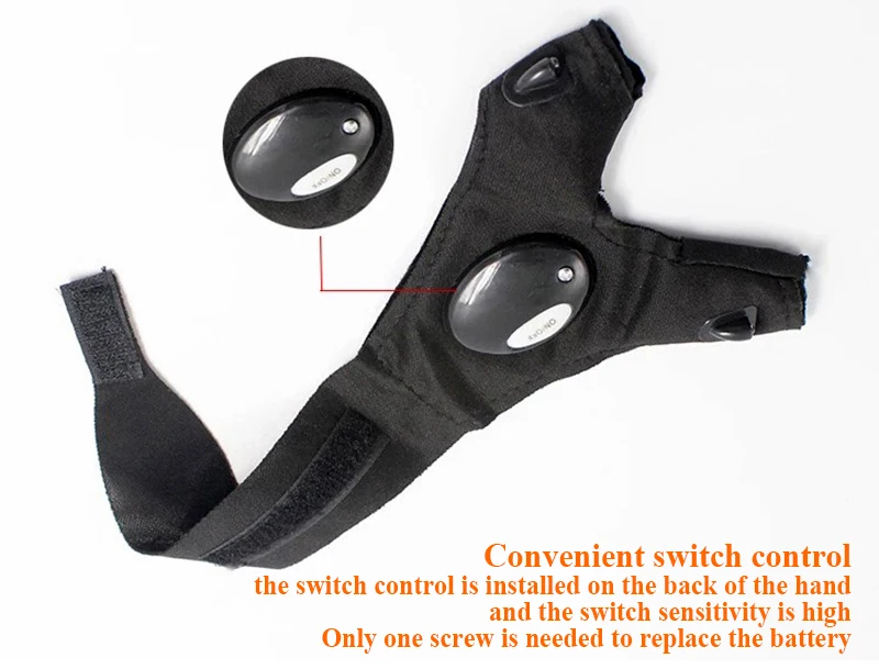 Magic Strap Fingerless Glove With 2 LED Lights 1 Pair LED Flashlight Gloves For Fishing Cycling And Low Light Work