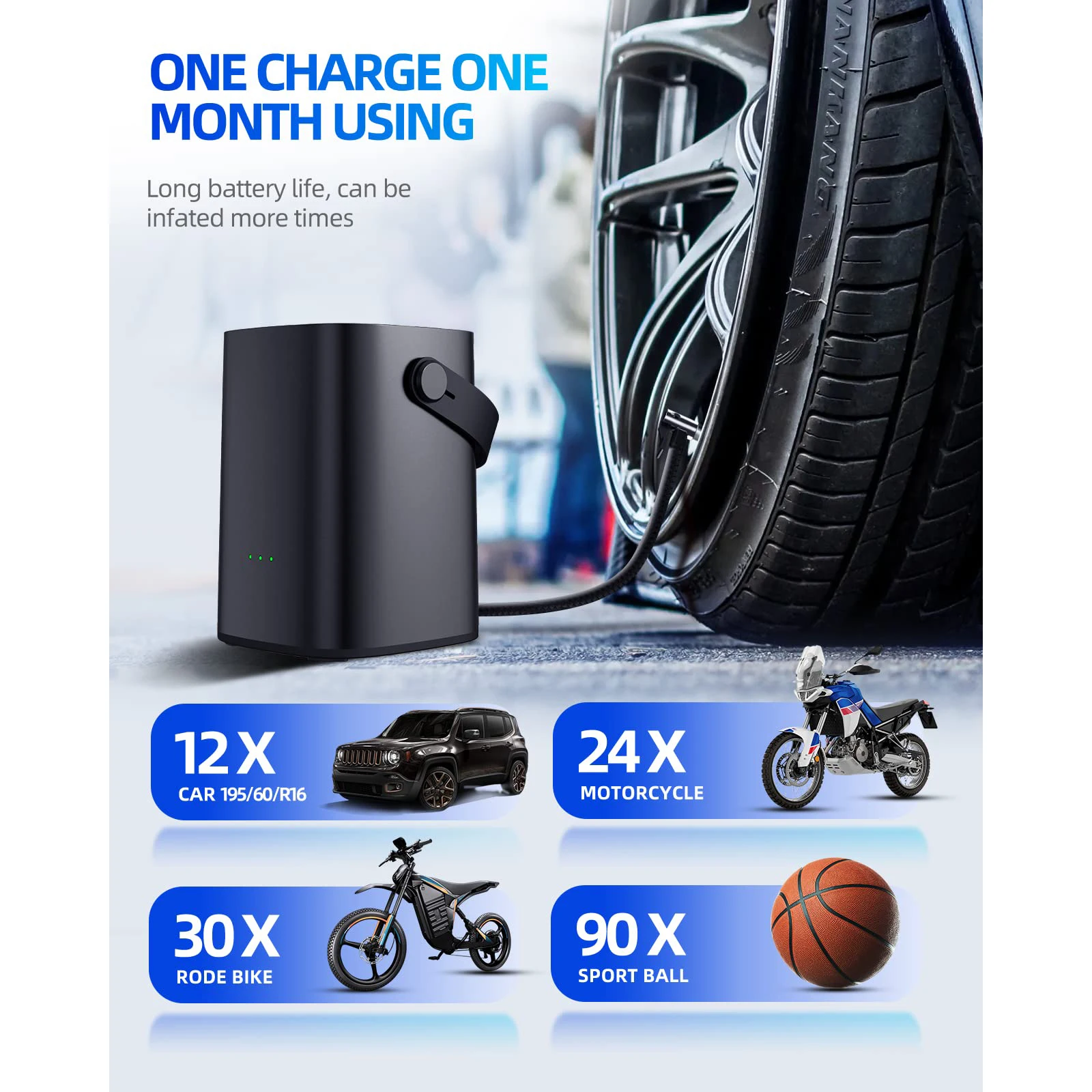 Inflatable Pump Air Compressor Tyre Inflator Mini Portable Air Compressor Wire High Pressure Tire Air Pump for Car Bicycle Balls