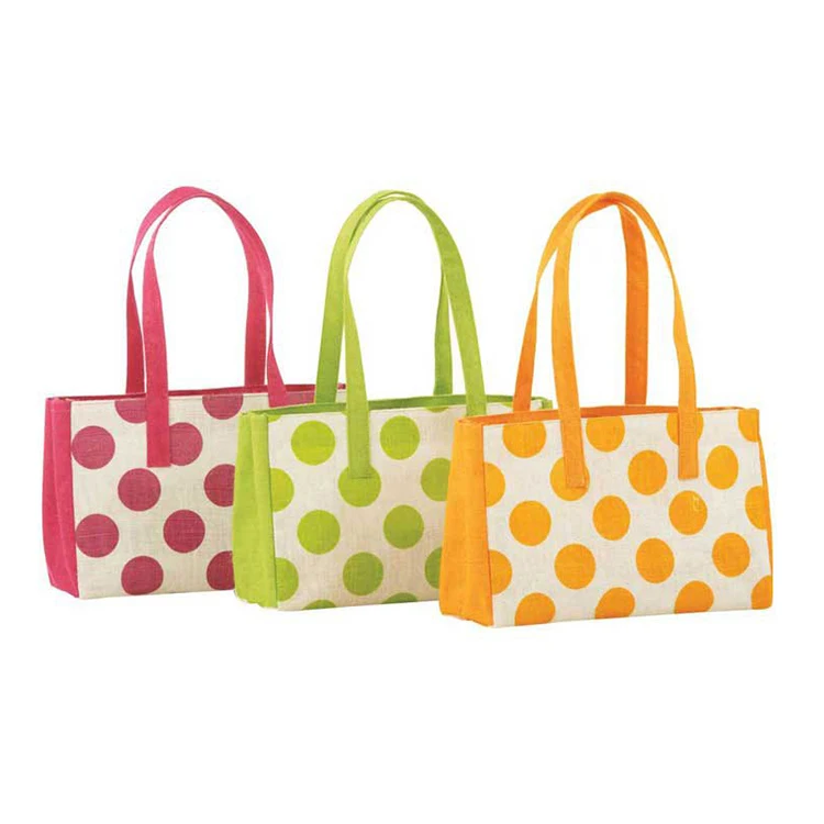 Wholesale custom printing reusable shopping tote fashion packing handbag jute bag