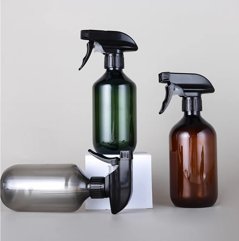 Best seller amber pet bottles trigger spray bottle black trigger sprayer for cleaning products aromatherapy