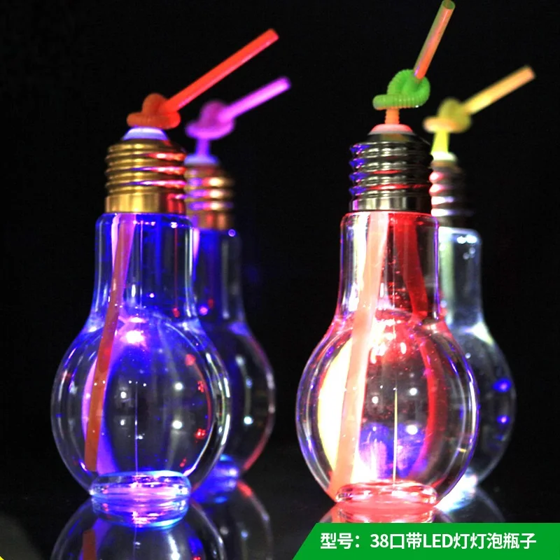 Мигающий светодиодный твердый чай с молоком одноразовая бутылка для сока лампочка стеклянная чашка