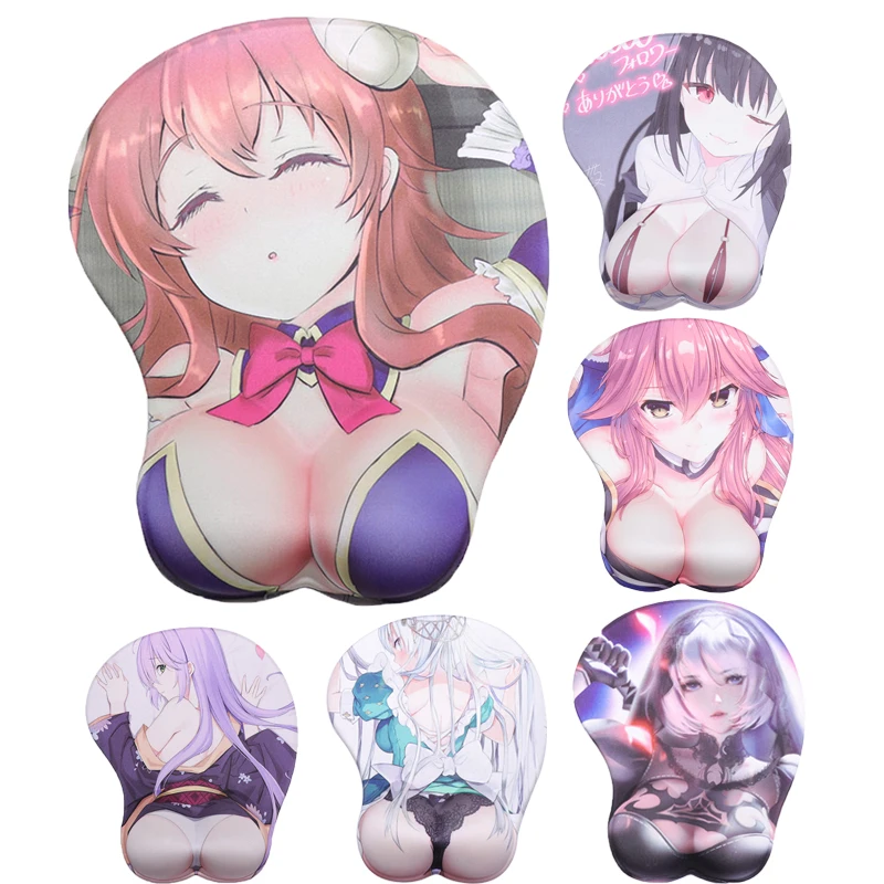 Animated 3D mouse soft silicone breast decoration Japanese comic show mouse pad