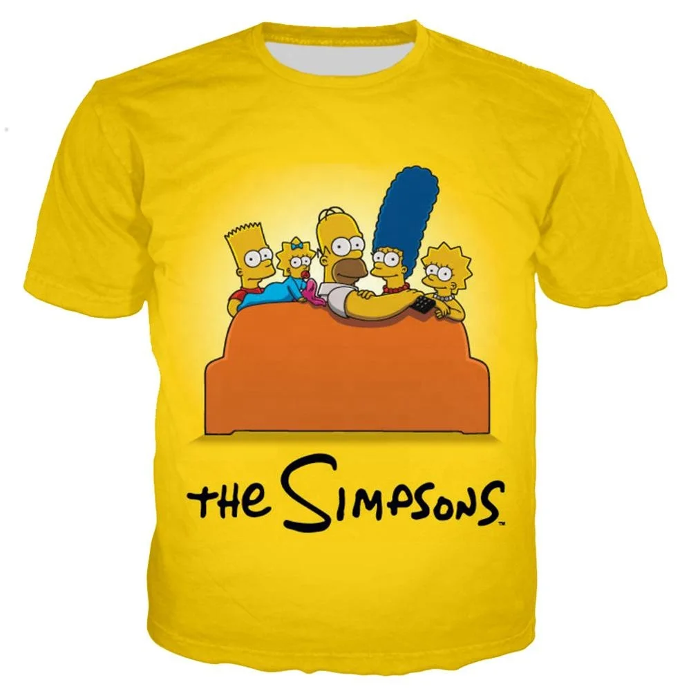 
hot sale hip hop t shirt men the simpsons 3D digital print anime sublimation t-shirt with fair price 