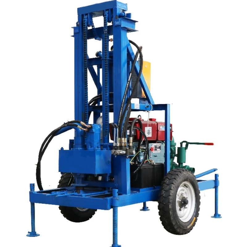 Mini Water Well Drilling Rig Machine 180m Small Borehole with Two Wheels  for Digging Water Well Borehole Drilling Rig Equipment