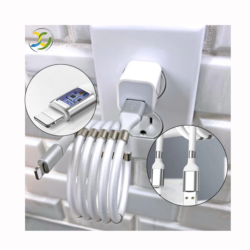 1m Self Winding Data Charger Cable Fast Charging OEM  Magnetic Micro Usb 2.0 Cable