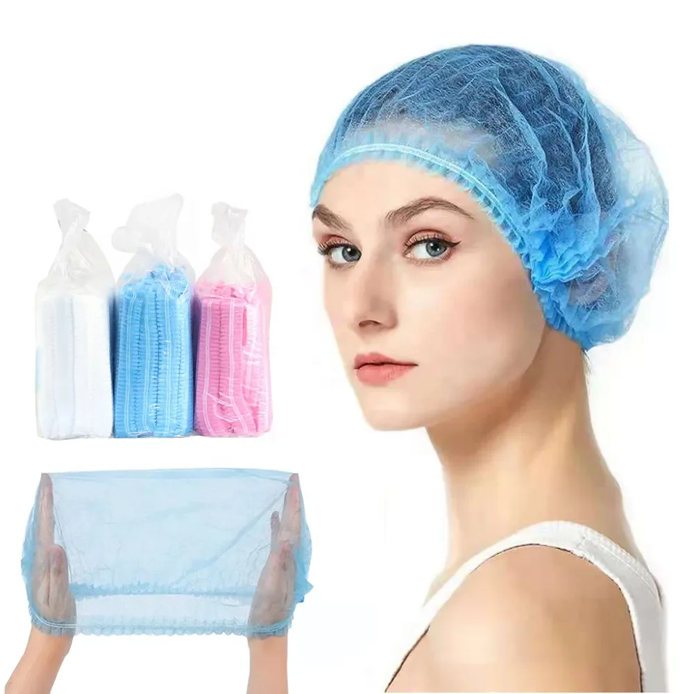 Protect White Food Kitchen Industry Non Woven Hairnet For Bouffant Surgical Medical Hair Net Clip Disposable Cap high quality