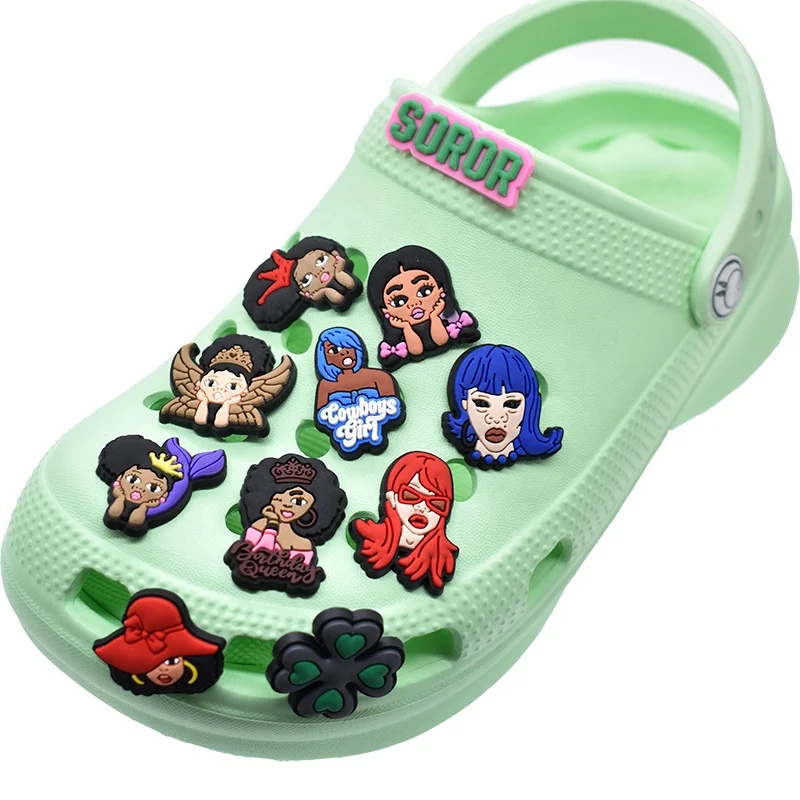 Черная женская обувь pesona sepatu, подвеска для крокса, женская мода, розовая Женская обувь, подвески, украшения, булавки из ПВХ, украшение