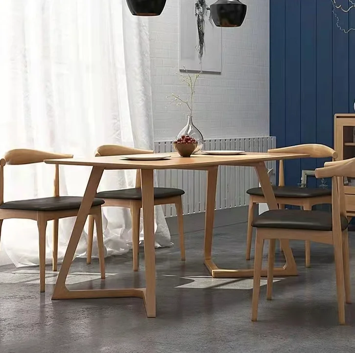 Manufacturer Wholesale Dining Room Furniture Solid Wood Leg Modern Dining Table For Sale