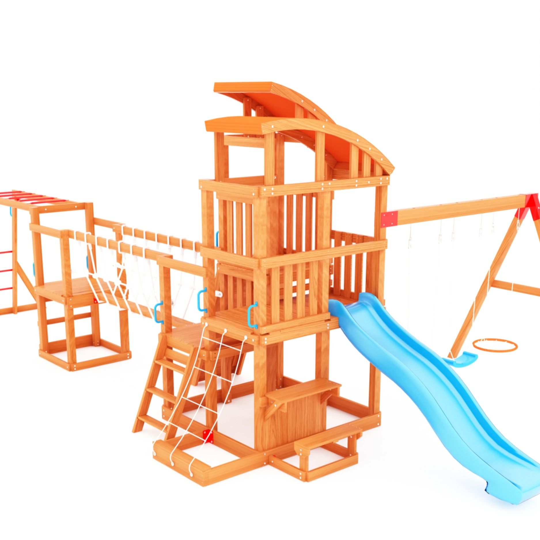 Backyard Real Wood Advantures China Cedar Outdoor Wooden Children Swing Set Playground Outdoor