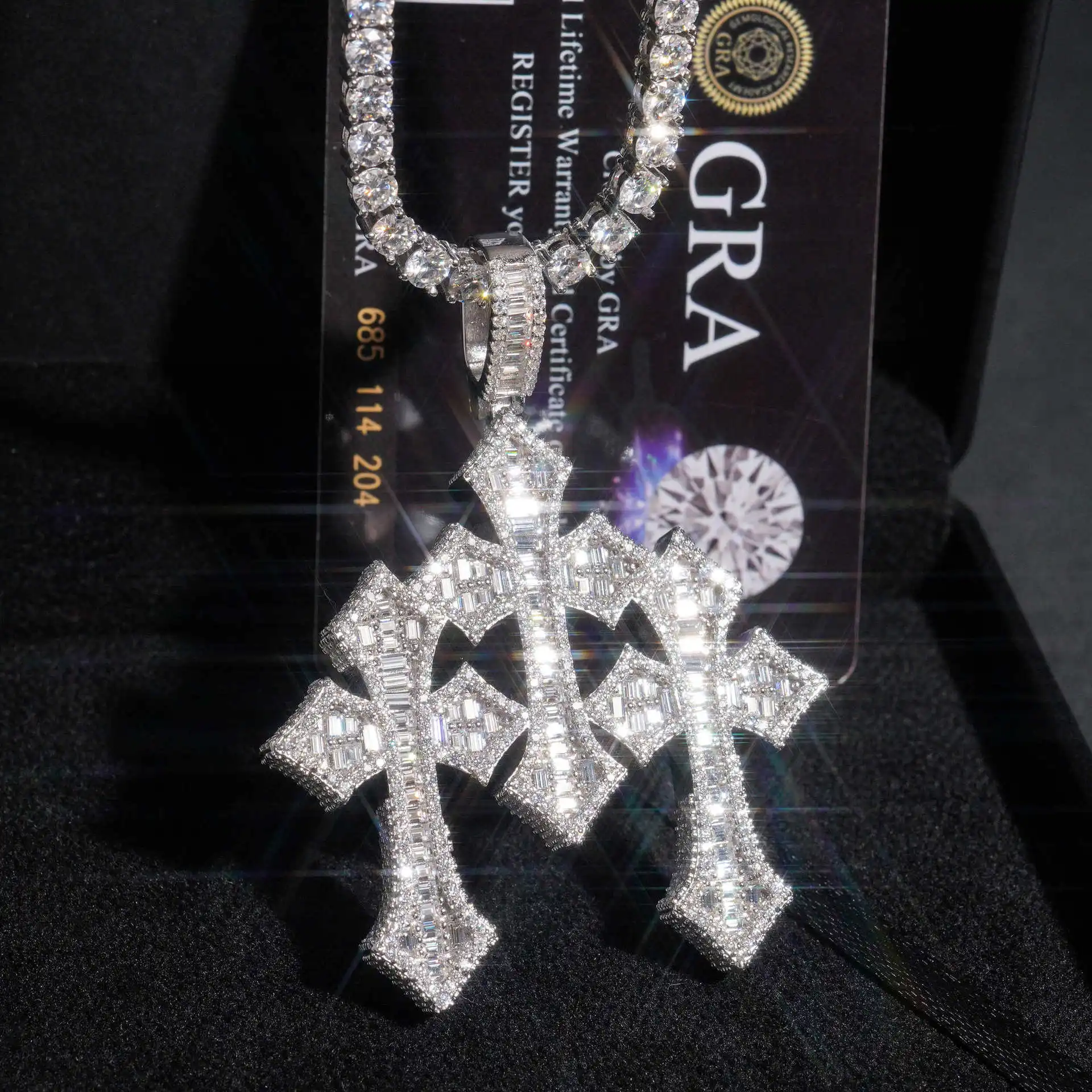Алмазный тестер в стиле хип-хоп 925 из стерлингового серебра VVS Moissanite изумрудная огранка Христос Иисус крест бриллиант кулон