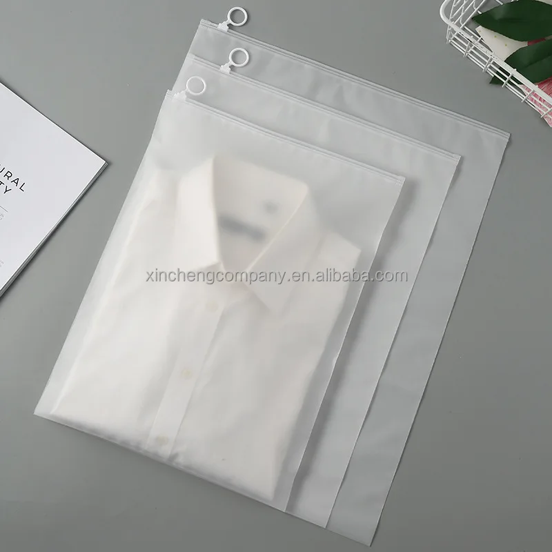 Custom frosted plastic zipper bag matte white plastic zipper bag high quality plastic vinyl zipper bag